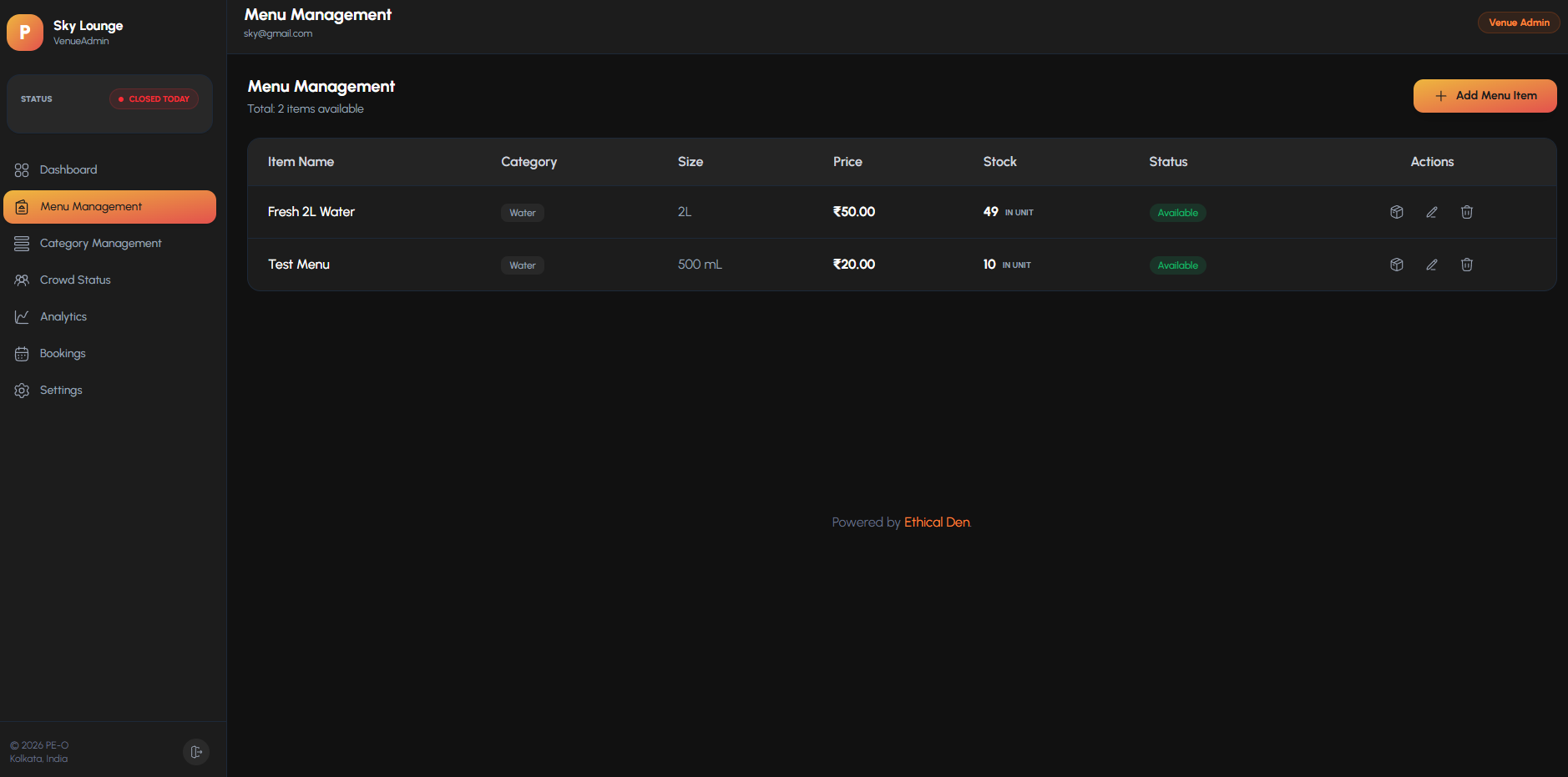 PE-O — Bar & Restaurant Management Platform screenshot 5