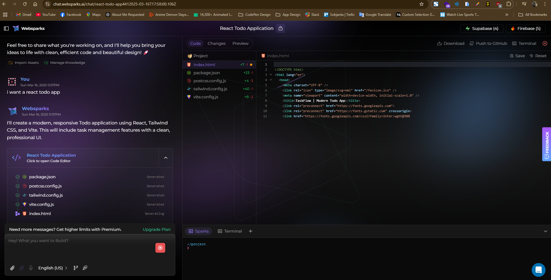 Websparks — AI-Driven Full-Stack Software Engineer Agent screenshot 2